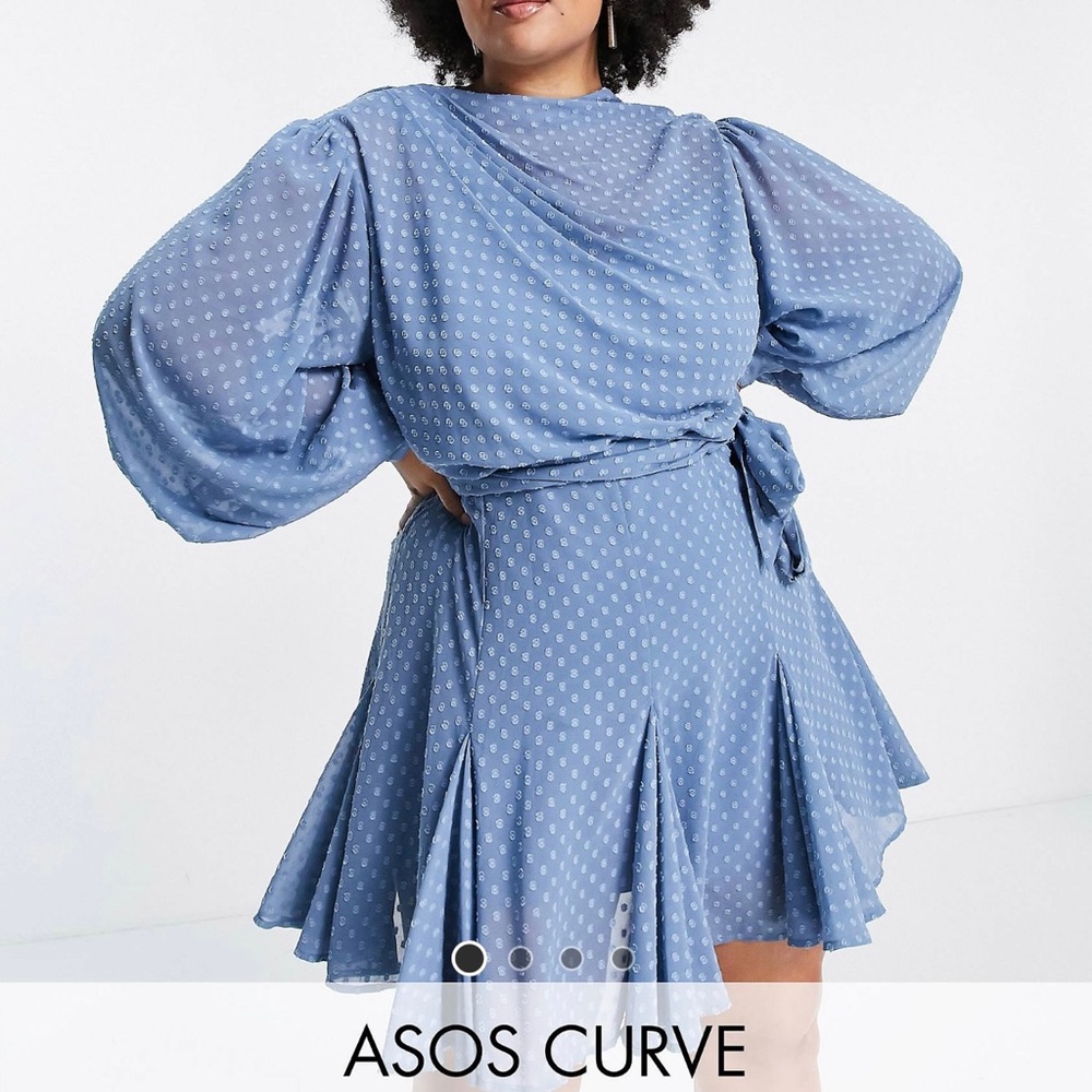 ASOS Design Curve high neck pleated mini dress with godet detail in size 20